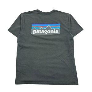Patagonia T Shirt Men Large Black Sun Faded Distressed Outdoors Hiking Gorpcore